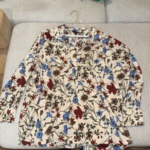 Zara Floral Print Blouse with Red and Blue Accents